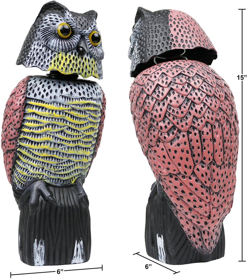 Galashield Owl Decoy to Scare Birds Away Scarecrow Fake Owl with Rotating Head 16" Tall - Image 2